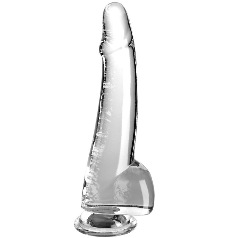 King Cock- Dildo Transparent Cu Testicule 19 Cm Transparent