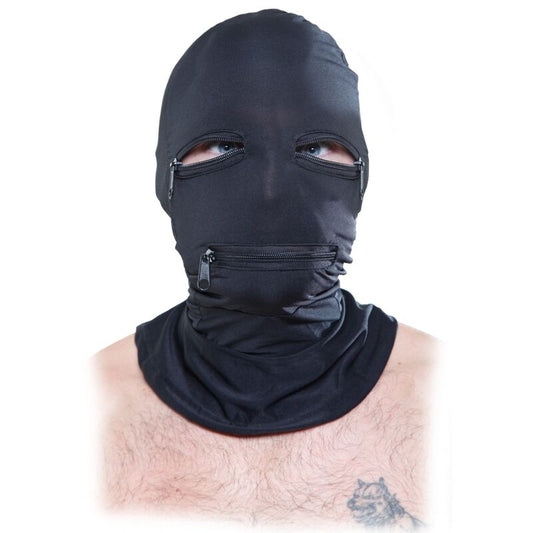 Fetish Fantasy Series - High Quality Polyester-Spandex Black Zipper Hood