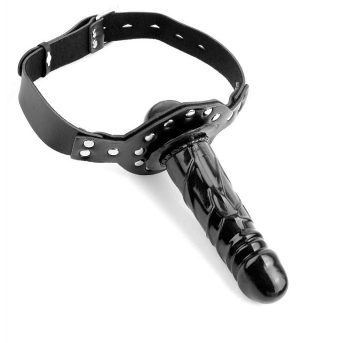 Fetish Fantasy Series Deluxe Ball Gag with Dildo - Gag with Vibrator and Leather Straps