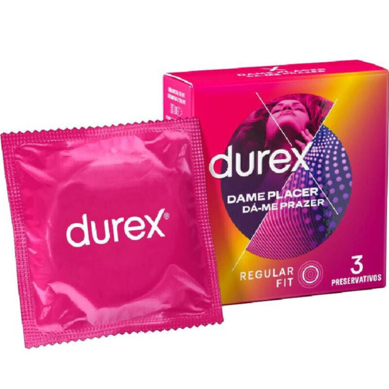 Durex Condoms - Ladies' Condoms Placer 3 Units, Spots and Stretch Marks, Easy-On Anatomical Shape