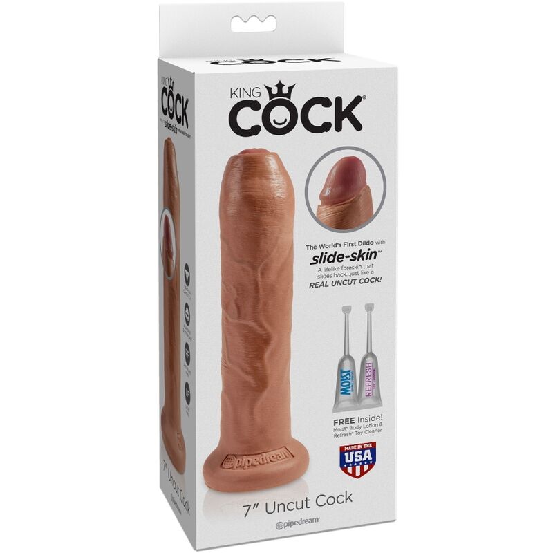 King Cock - Uncut Realistic Dildo 17.8 cm Caramel, PVC Material