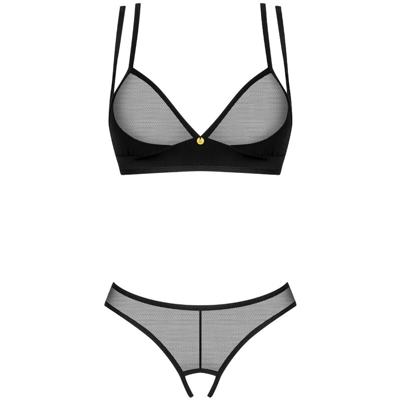 Obsessive Sets - Nesari Crotchless XS/S Two Piece Set in Polyamide and Elastane