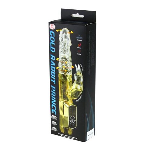 Baile Rotations - Ly-Baile US Rabbit Gold Prince Vibrator with Rotating Beads and 12 Vibration Speeds, 23 cm total length x 3.5 cm width 