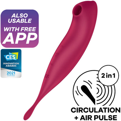 Satisfyer Connect- Twirling Pro+ Air Pulse Stimulator  Vibrator App Roșu