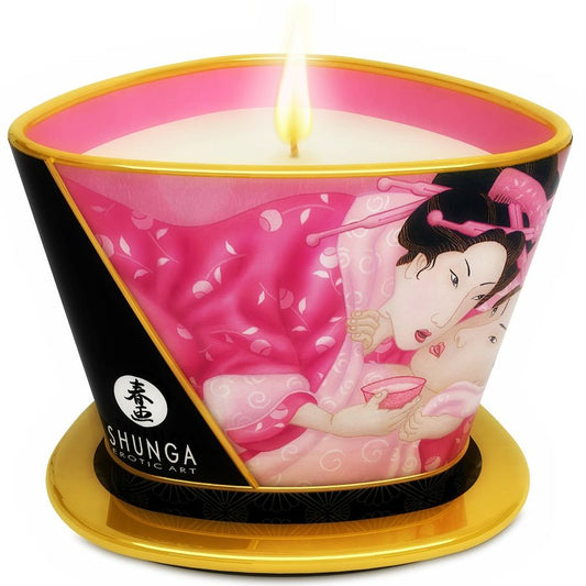 Shunga Candles- Mini Caress By Candelight Lumânare De Masaj Afrodisiac Trandafiri 170 Ml