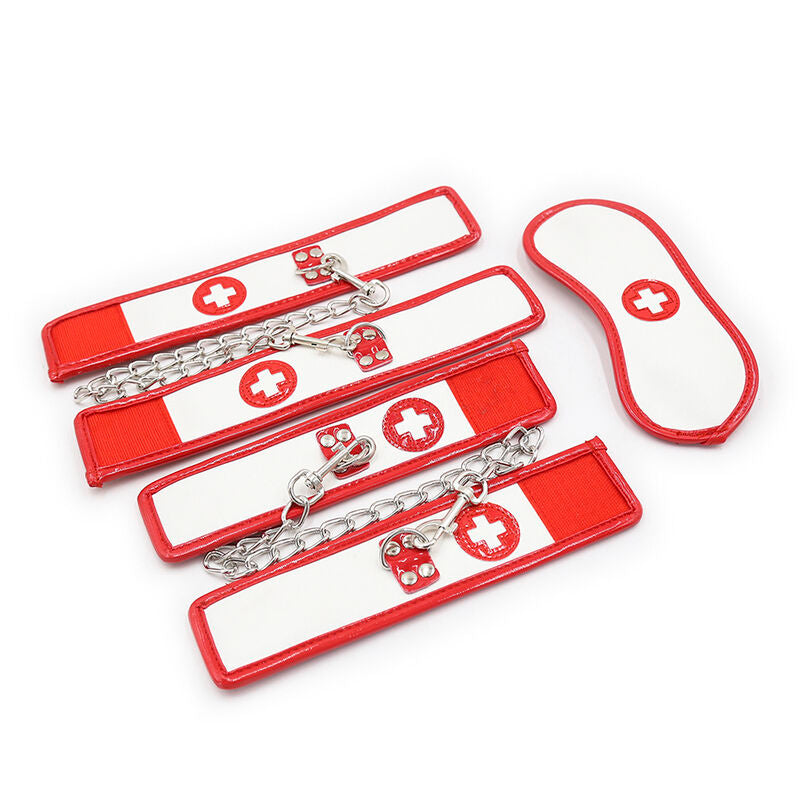 Ohmama Fetish - Nurse 3 Piece Mini Set: Wrist Cuffs, Ankle Cuffs and Mask