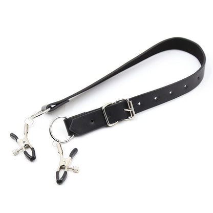 Ohmama Fetish - Clit Clips With Leg Straps, PVC &amp; Iron BDSM Accessories