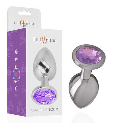 Intense Anal Toys-Dop Anal Metalic Intens Din Aluminiu Cu Sticlă Violetă Dimensiune M