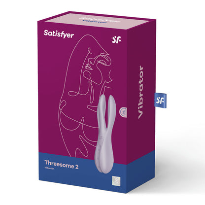 Satisfyer Vibrator Threesome 2 Purple - Clitoral Stimulation, 12 Vibration Programs, 3 Powerful Motors, Water Resistant, Soft Silicone, 15 Year Warranty