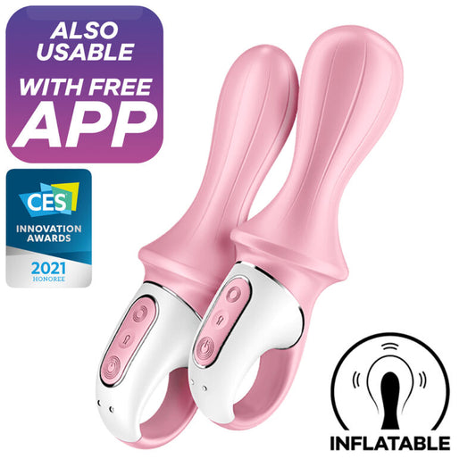 Satisfyer Connect - Air Pump Booty 5+ Inflatable Anal Vibrator, Waterproof, 15 Year Warranty, Pink