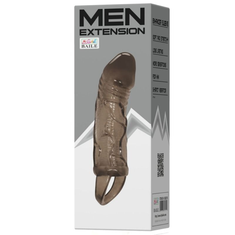 Baile For Him- Manșon Pentru Penis Din Silicon Cu Curele Negru 13,5 Cm