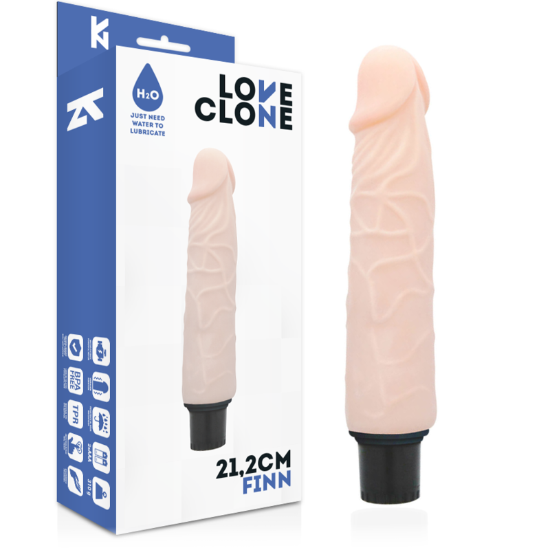 Loveclone - Realistic Self-Lubricating Vibrator, Soft Material, 21.2 x 3.8 cm, Water Resistant