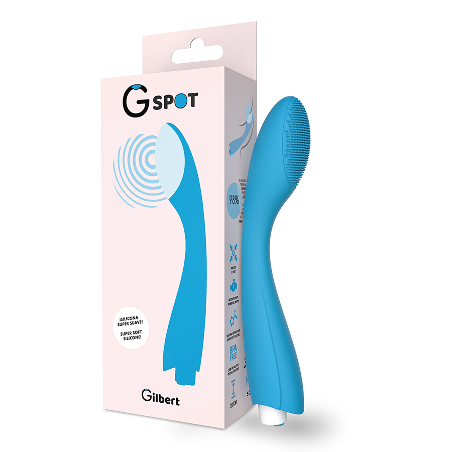 G-Spot - Gylbert Turquoise Blue G Spot Rechargeable Vibrator, 10 Vibration Modes, Medical Silicone, Dimensions: 200x50mm