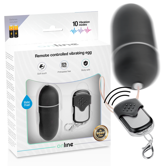 Online - Egg With Remote Control, Strong Vibration, Waterproof, Black