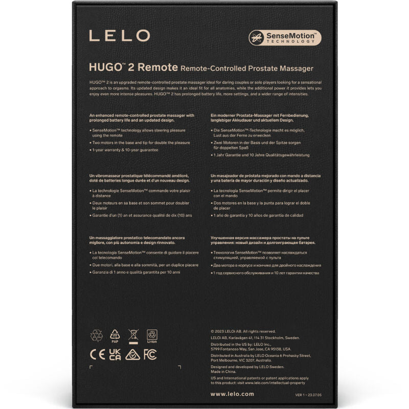 Lelo- Hugo 2 Prostate Massager Telecomandă Negru