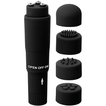 Glossy - Kurt Pocket Massager Black, Mini Massager with 4 Soft Heads, Dimensions 10.7 cm, Waterproof, Silent