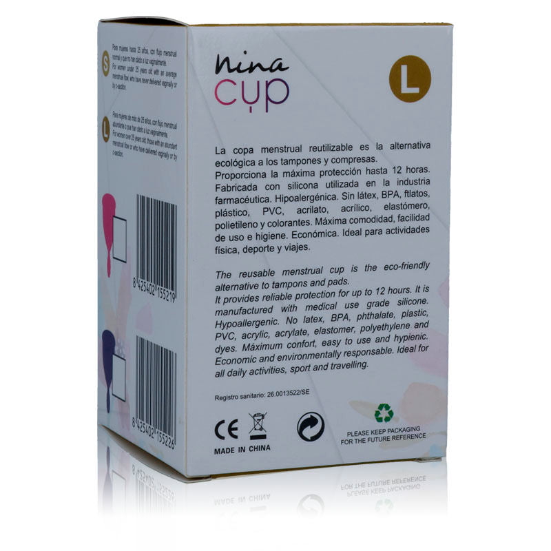 Nina Kikõ - Ecological Silicone Menstrual Cup, Size Pink L