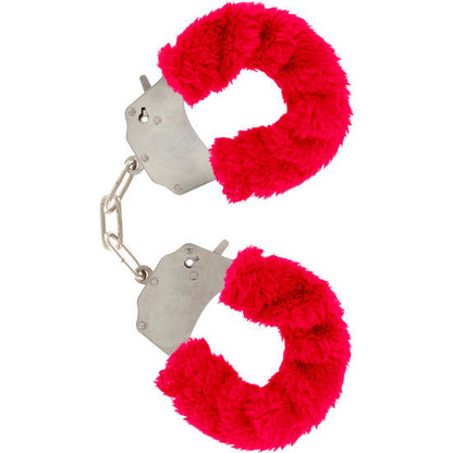 Toyjoy - Red Furry Bondage Cuffs with Chrome Chain and Keys