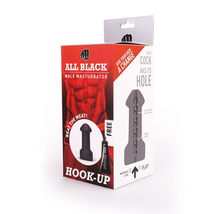 All Black - Hook-Up Masturbator, Elegant Design, Oral Sex Imitation, 17 cm, Made in Belgium, Phthalates Free