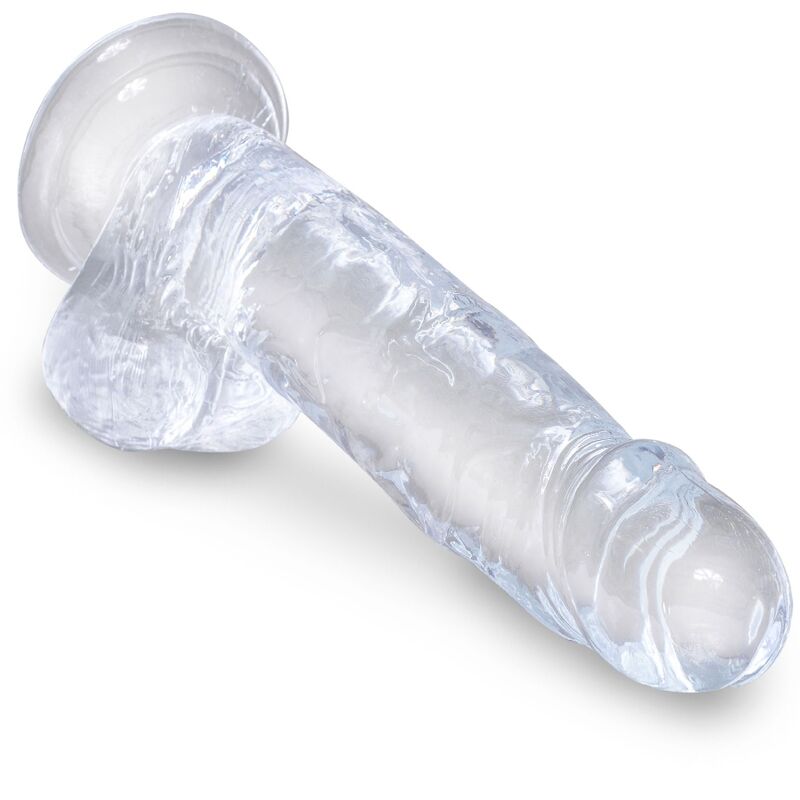 King Cock- Penis Realist Transparent Cu Bile De 15,2 Cm Transparent