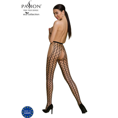 Passion Woman Garter &amp; Stock - Bodystocking Eco S007 Black, One Size.