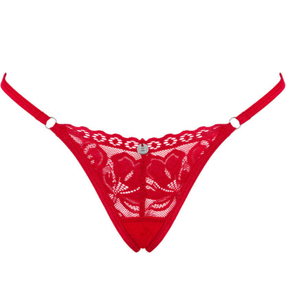 Obsessive Panties &amp; Thong - Red Lacelove Thong, M/L