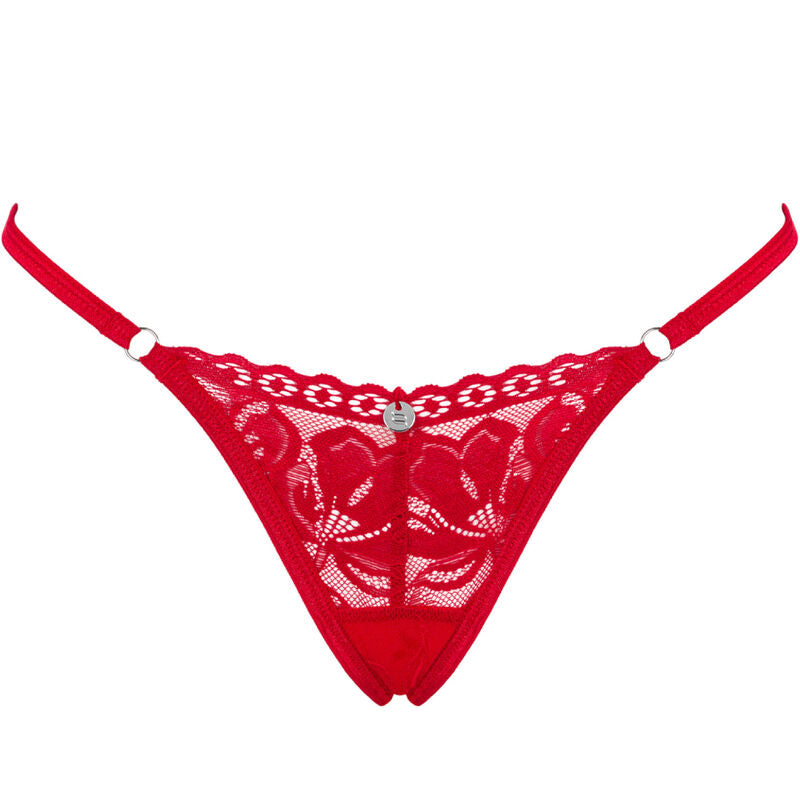 Obsessive Panties &amp; Thong - Red Lacelove Thong, Xs/S