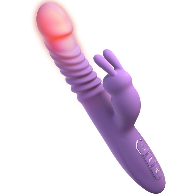 Fantasy For Her - Silicone Rabbit Thrust Clitoris Stimulator With Oscillating Heat And Vibration Function Purple