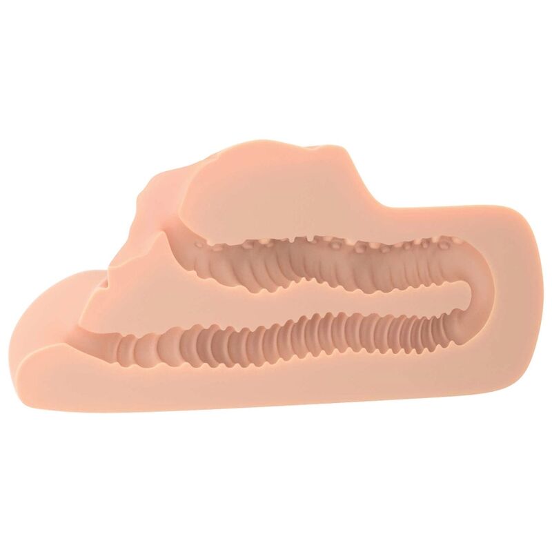 Pdx Plus+ Pdx Plus Perfect Pussy Double Stroker - Meat, Dimensions: 14.2 x 4.6 cm, Inner Diameter: 7.6 cm, Insertion Length: Vagina - 11.4 cm, Anal - 10.2 cm, Material: Fanta Flesh