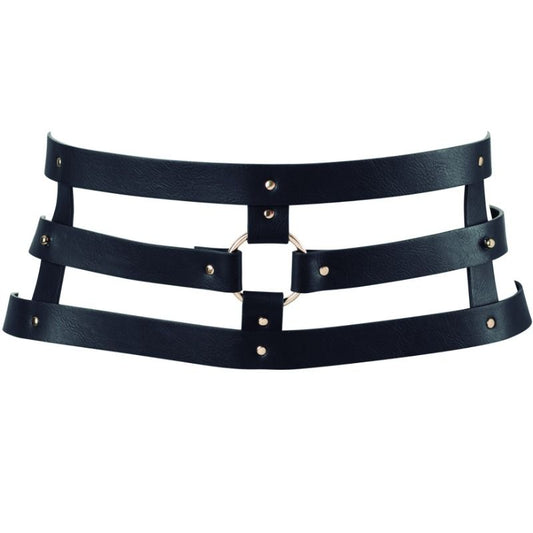 Bijoux Maze - Labyrinth Wide Belt and Handcuffs with Straps, Dual Use, Vegan Friendly, Black