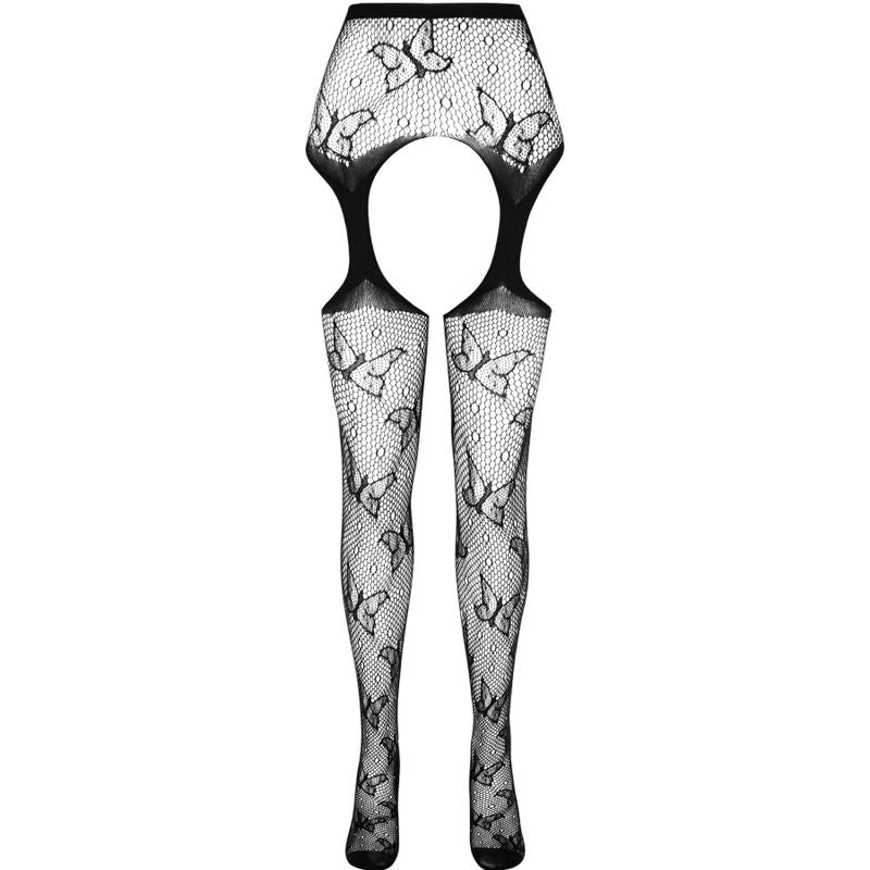 Passion Woman Garter &amp; Stock - Bodystocking Eco S001 Black from the Eco Collection