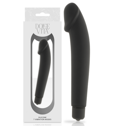 Dolce Vita - Realistic Black Silicone, Material: Silicone, Waterproof, Soft and Flexible Texture