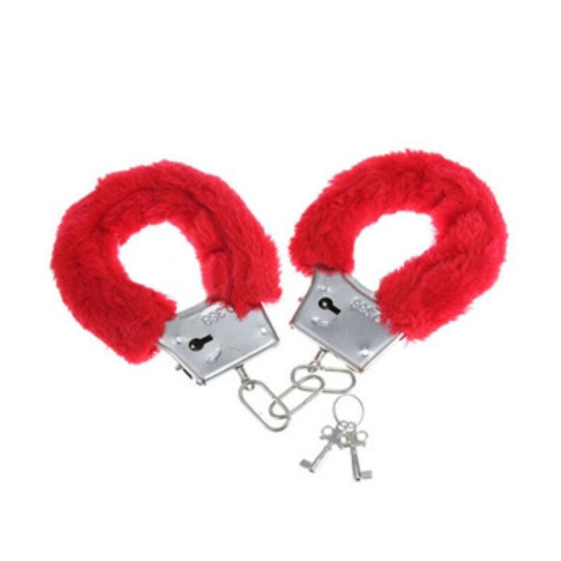 Diablo Picante - Pleasure Handcuffs With Red Fur, Soft Covered Metal