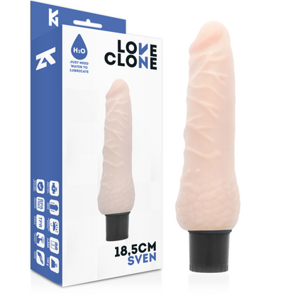 Loveclone - Realistic Self-Lubricating Vibrator, Soft Material, 18.5 x 3.6 cm, Water Resistant