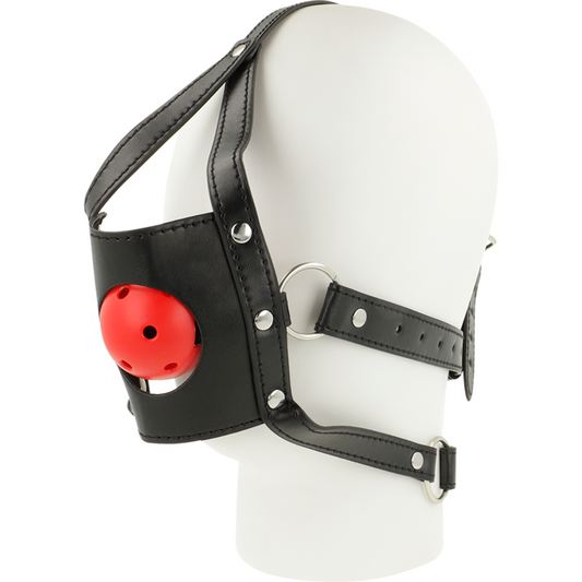 Ohmama Fetish - Black Leather Open Mouth and Muzzle Harness, Ideal for Fetish Play