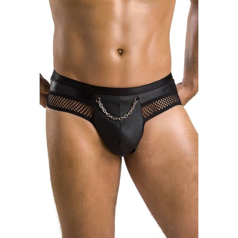 Passion Men - 030 Open Slip Tom Black L/XL, Elegant Underpants with 60% Polyurethane and 40% Polyester Composition