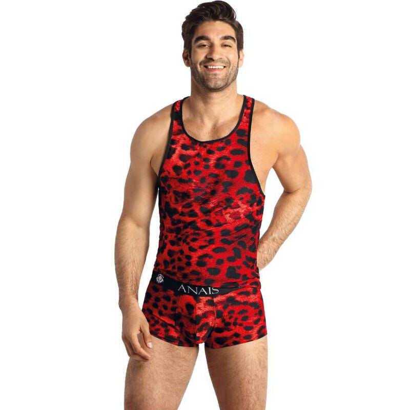 Anais Men - Red Animal Print Microfiber Savage XL Top