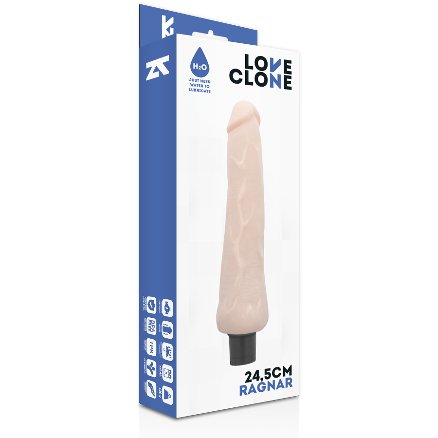 Loveclone - Realistic Self-Lubricating Vibrator, Soft Material, 24.5 x 5.9 cm, Water Resistant