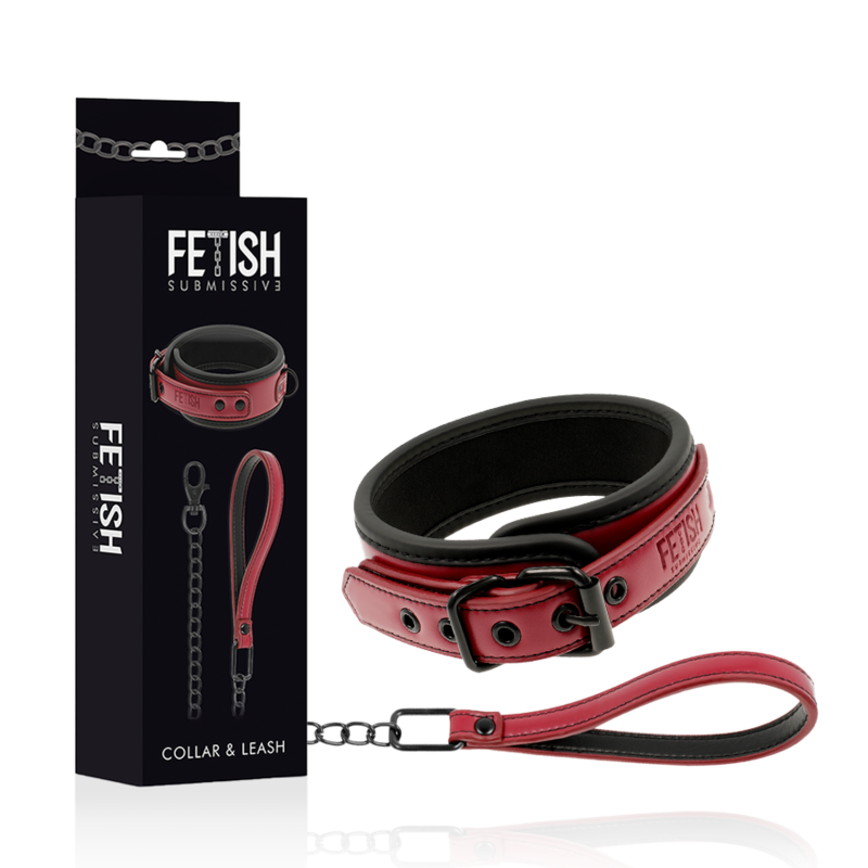 Fetish Submissive Dark Room - Chain Necklace with Neoprene Lining and Metal Chain