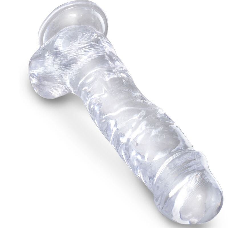 King Cock- Penis Realist Transparent Cu Bile 16,5 Cm Transparent