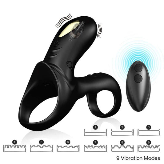 Armony For Him- Ranger Inel Vibrator Dublu Pentru Cupluri Negru