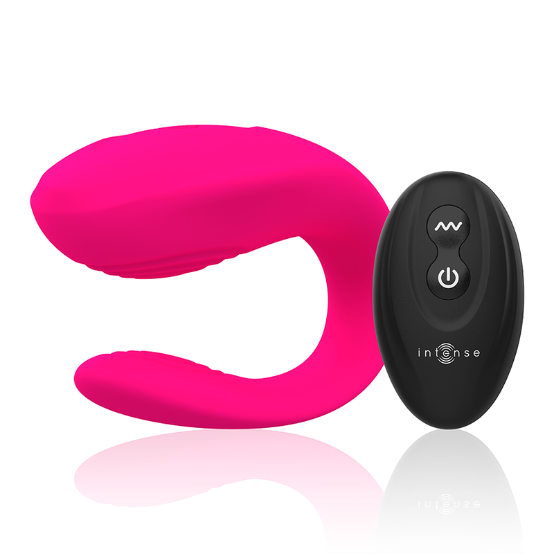 Intense Couples Toys - Bruno Vibrator With Remote Control, Double Pink, 10 Vibration Patterns, Medical Silicone, Rechargeable, Submersible IPX6, Dimensions: 62mm x 15.5mm x 36mm