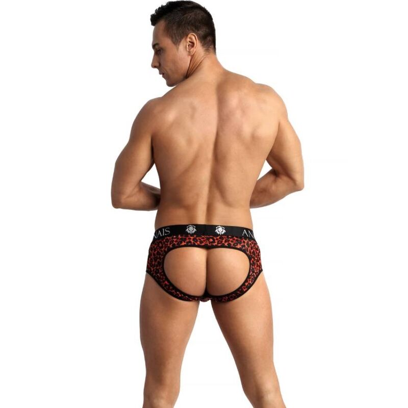 Anais Men - Tribal Jock Bikini S (Red Soft Microfiber Animal Print Bikini Bottoms)