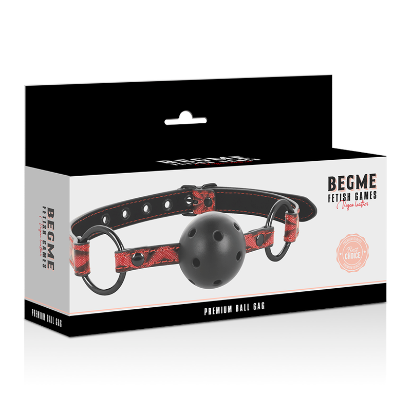 Begme Red Edition - Breathable Vegan Leather BDSM Gag With Nickel Free Metal