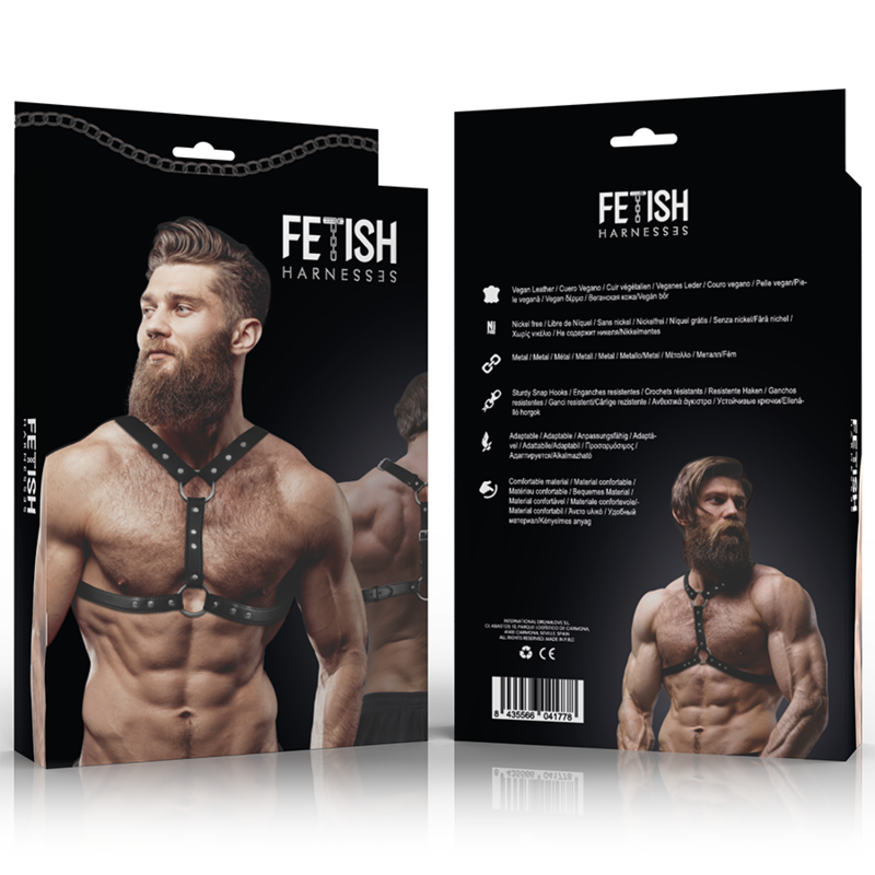 Fetish Submissive Attitude - Men's Faux Leather Double Studded Chest Harness