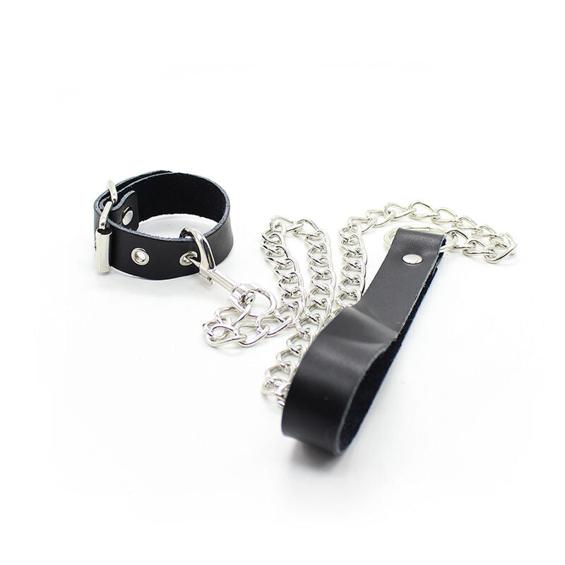 Ohmama Fetish - Penis Necklace and Leather Strap with Metal Chain (Adjustable Strap)