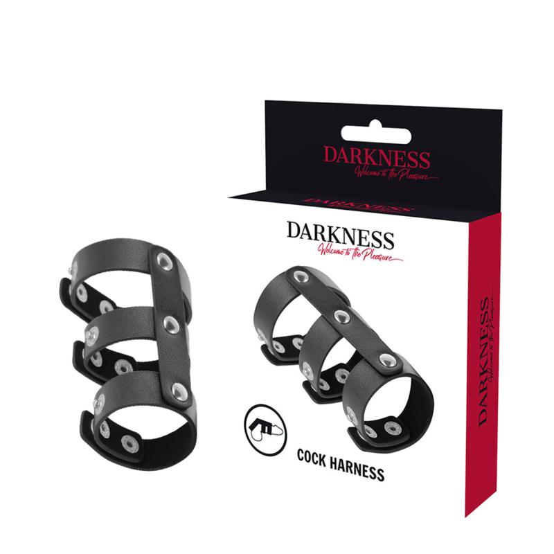 Darkness Bondage - Double Adjustable Leather Penis and Testicle Ring