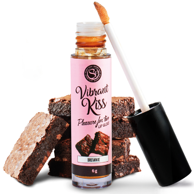 Secretplay - Lip Gloss Vibrant Kiss Brownie 6 gr, 100% Edible, With Vibration Waves