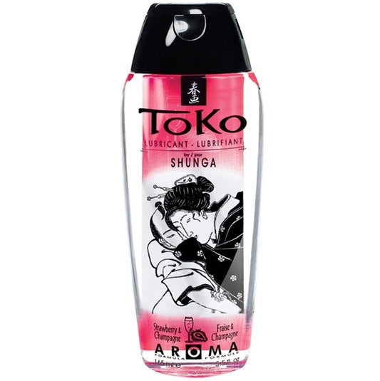 Shunga - Toko Lubricant Strawberry And Champagne Flavor, 165 ml, Natural Lubrication, Latex Compatible