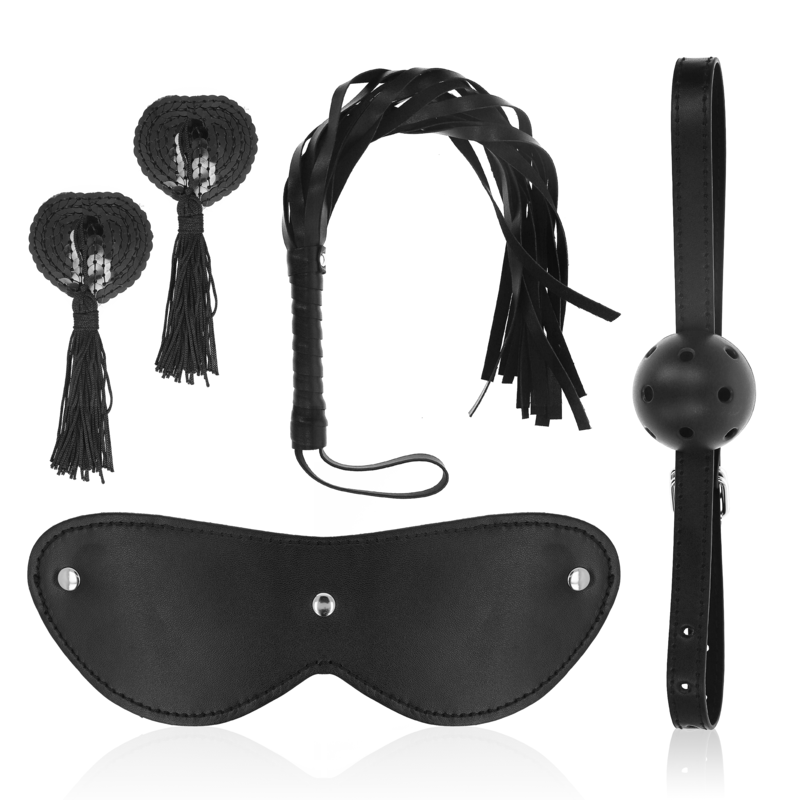 Ohmama Set - Couple's Set Number 7 With Nipple Shield, Whip, Mask And Breathable Gag